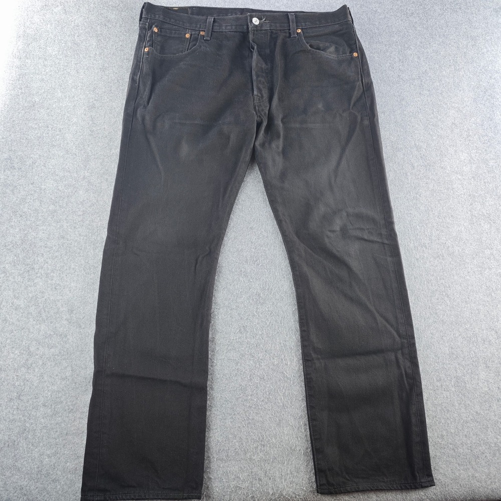 Levi's 501 Original Fit Jeans Mens 38x32 Black Denim Straight Leg Dark Wash